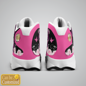 Breast Cancer Fight Like A Girl Pink Flower Custom Name Air Jordan 13 Shoes 4
