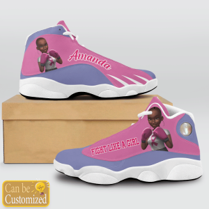Breast Cancer Fight Like A Girl Purple Custom Name Air Jordan 13 Shoes 2