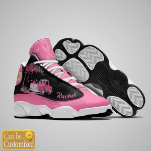 Breast Cancer In October We Wear Pink Custom Name Air Jordan 13 Shoes 3