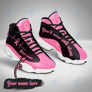 Breast Cancer Never Walk Alone Custom Name Air Jordan 13 Shoes 2