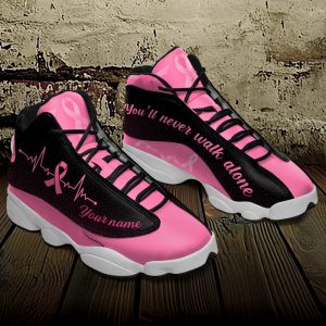 Breast Cancer Never Walk Alone Custom Name Air Jordan 13 Shoes 3
