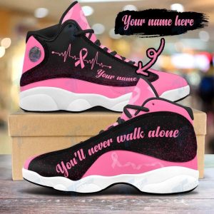 Breast Cancer Never Walk Alone Custom Name Air Jordan 13 Shoes