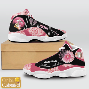 Breast Cancer YouLl Never Walk Alone Flower Custom Name Air Jordan 13 Shoes 2