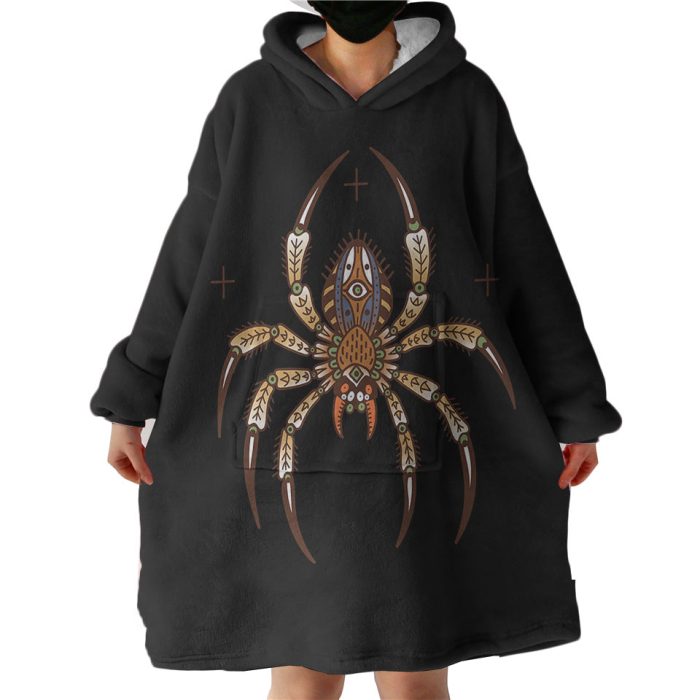 Brown Mandala Spider Hoodie Wearable Blanket WB0516