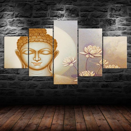 Buddha Calm State Painting 5 Piece Five Panel Wall Canvas Print Modern Art Poster Wall Art Decor 1