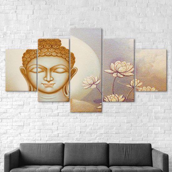 Buddha Calm State Painting 5 Piece Five Panel Wall Canvas Print Modern Art Poster Wall Art Decor 2