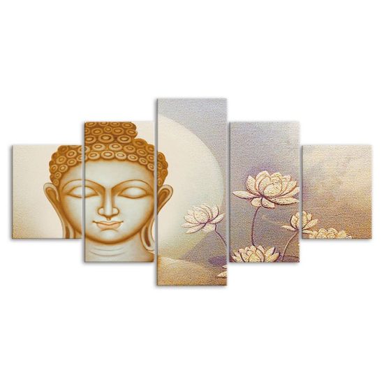 Buddha Calm State Painting 5 Piece Five Panel Wall Canvas Print Modern Art Poster Wall Art Decor 3