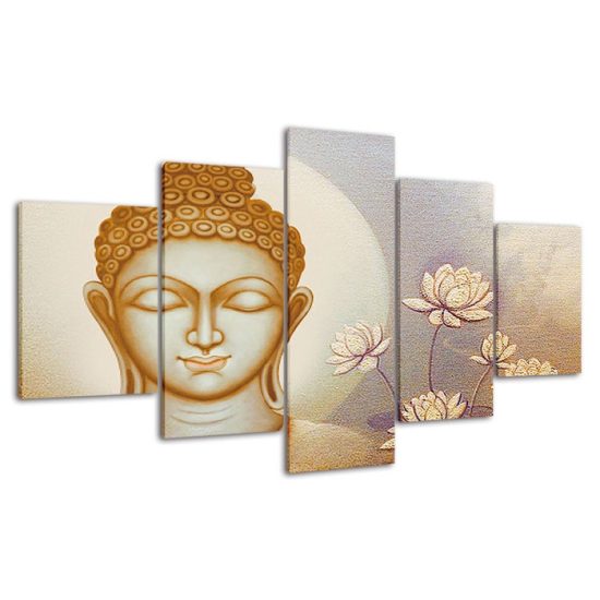 Buddha Calm State Painting 5 Piece Five Panel Wall Canvas Print Modern Art Poster Wall Art Decor 4