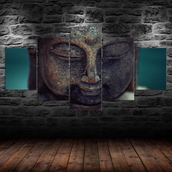 Buddha Face Calm Meditation 5 Piece Five Panel Wall Canvas Print Modern Art Poster Wall Art Decor 1
