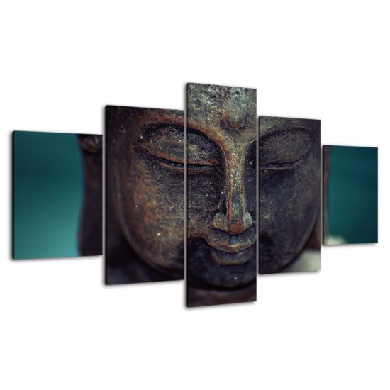 Buddha Face Calm Meditation 5 Piece Five Panel Wall Canvas Print Modern Art Poster Wall Art Decor 4
