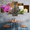 Buddha Meditation Candles Flowers Scenery 5 Piece Five Panel Wall Canvas Print Modern Art Poster Wall Art Decor