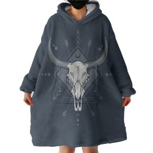 Buffalo Head Navy Theme Hoodie Wearable Blanket WB0123