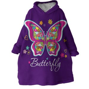 Butterfly Purple Hoodie Wearable Blanket WB1032 1