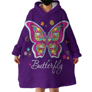Butterfly Purple Hoodie Wearable Blanket WB1032