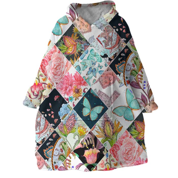 Butterfly Tiles Hoodie Wearable Blanket WB1945 1