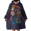 Cartoon Bohemian Skull Couple Hoodie Wearable Blanket WB0499