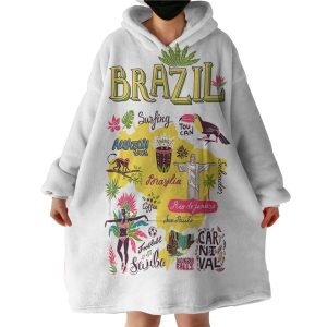 Cartoon Brazil Map Sketch Hoodie Wearable Blanket WB0459