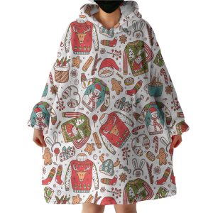 Cartoon Christmas Clothes & Presents Hoodie Wearable Blanket WB0353