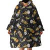 Cartoon Sport Balls Fire Hoodie Wearable Blanket WB0643
