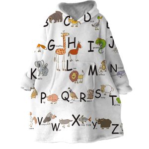 Cartooned Animal Alphabet Hoodie Wearable Blanket WB1591 1