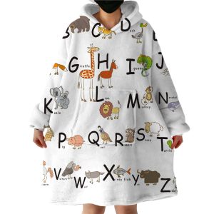 Cartooned Animal Alphabet Hoodie Wearable Blanket WB1591