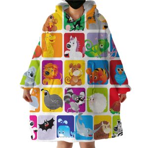 Cartooned Animals Hoodie Wearable Blanket WB1762