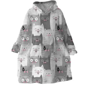 Cartooned Cats Hoodie Wearable Blanket WB0071 1