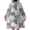 Cartooned Cats Hoodie Wearable Blanket WB0071