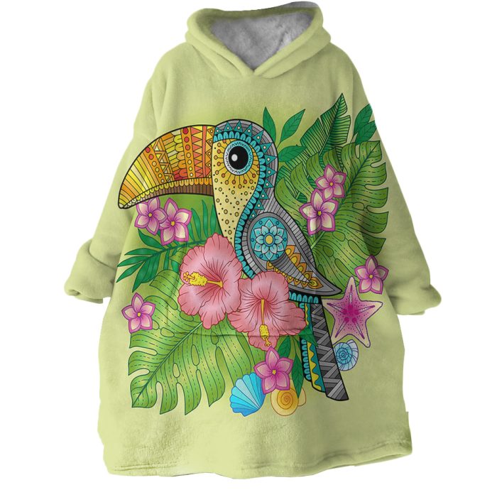 Cartooned Toucan Hoodie Wearable Blanket WB2038 1