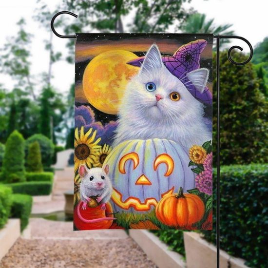 Cat And Mouse Halloween Personalized Garden Flag House Flag Double Sided Home Design Outdoor Porch