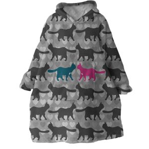 Cat Couple Hoodie Wearable Blanket WB1188 1