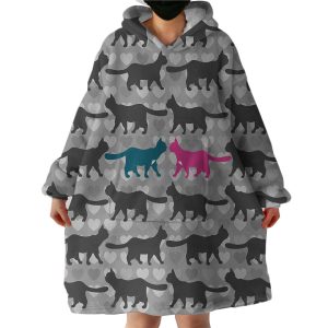 Cat Couple Hoodie Wearable Blanket WB1188