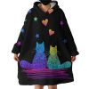Cat Couple Hoodie Wearable Blanket WB1750