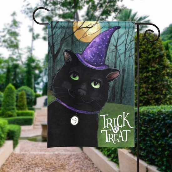 Cat Flags Halloween Flag Trick or Treat Black Cat Witch Halloween Garden Flag