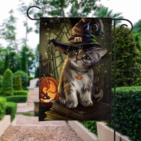 Cat Magic Halloween Personalized Garden Flag House Flag Double Sided Home Design Outdoor Porch