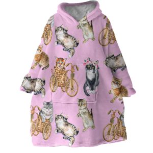 Cat Patterns Hoodie Wearable Blanket WB1714 1