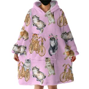 Cat Patterns Hoodie Wearable Blanket WB1714