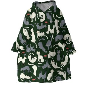 Cat Patterns Hoodie Wearable Blanket WB1779 1
