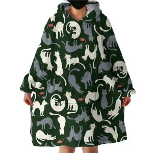 Cat Patterns Hoodie Wearable Blanket WB1779