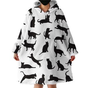 Cat Shadow Hoodie Wearable Blanket WB0403