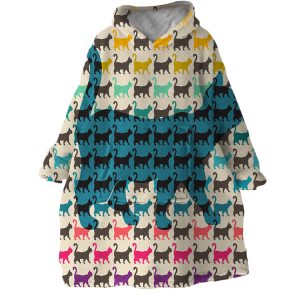Cat Shapes Hoodie Wearable Blanket WB1867 1