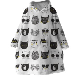 Cat Sketches Hoodie Wearable Blanket WB1044 1