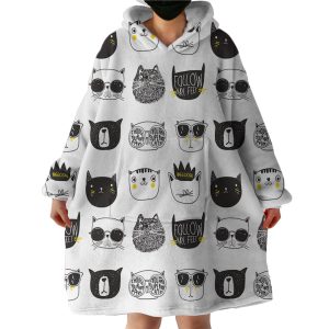 Cat Sketches Hoodie Wearable Blanket WB1044