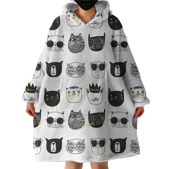 Cat Sketches Hoodie Wearable Blanket WB1044