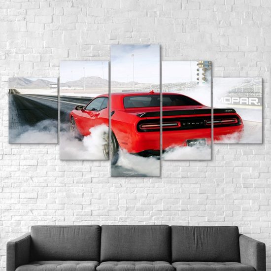 Challenger Dodge Muscle Car Canvas 5 Piece Five Panel Print Modern Wall Art Poster Wall Art Decor 2 1