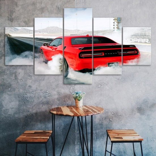 Challenger Dodge Muscle Car Canvas 5 Piece Five Panel Print Modern Wall Art Poster Wall Art Decor