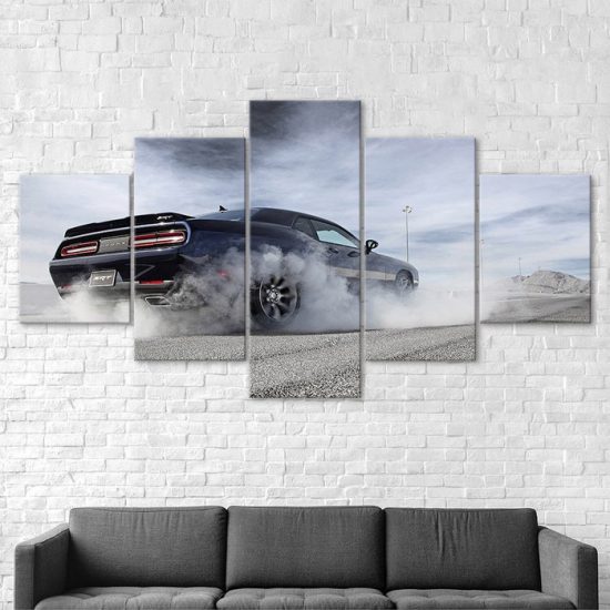 Challenger Muscle Car Canvas 5 Piece Five Panel Print Modern Wall Art Poster Wall Art Decor 2 1