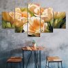 Champagne Tulips Flowers 5 Piece Five Panel Wall Canvas Print Modern Art Poster Wall Art Decor