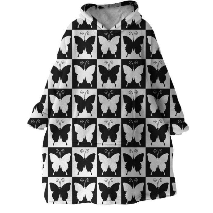 Checked Butterflies Hoodie Wearable Blanket WB1121 1