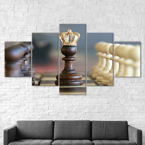 Chess Board Game 5 Piece Five Panel Wall Canvas Print Modern Art Poster Wall Art Decor 2